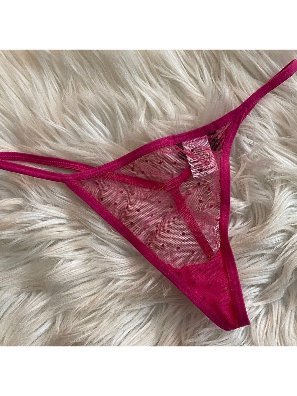 Rampage Vintage Pink Sheer Polka Dot Thong